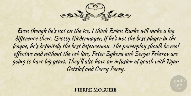Pierre McGuire Quote About Best, Brian, Corey, Definitely, Difference: Even Though Hes Not On...