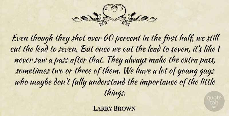 Larry Brown Quote About Cut, Extra, Fully, Guys, Importance: Even Though They Shot Over...