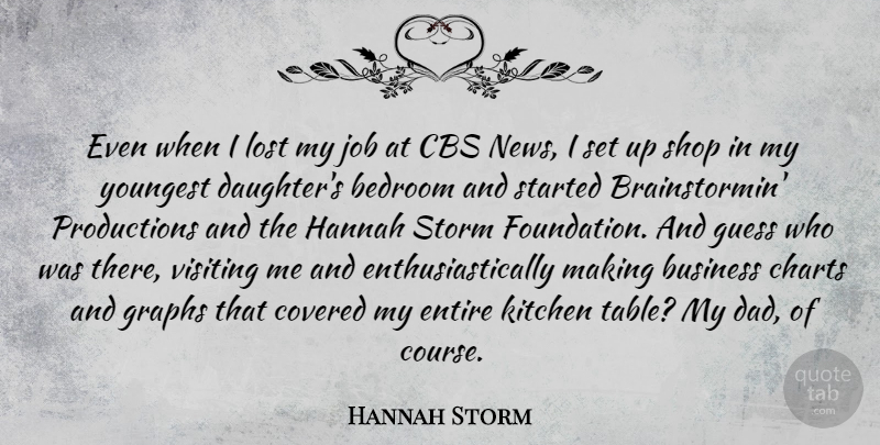 Hannah Storm Quote About Bedroom, Business, Cbs, Charts, Covered: Even When I Lost My...