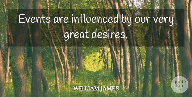 William James Quote About Desire, Events: Events Are Influenced By Our...