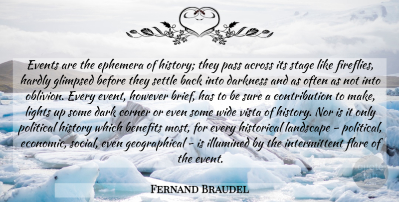 Fernand Braudel Quote About Firefly, Dark, Light: Events Are The Ephemera Of...