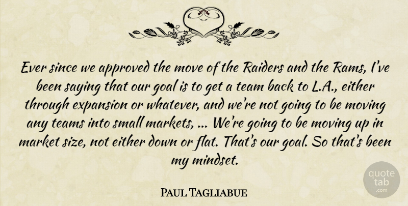 Paul Tagliabue Quote About Approved, Either, Expansion, Goal, Market: Ever Since We Approved The...