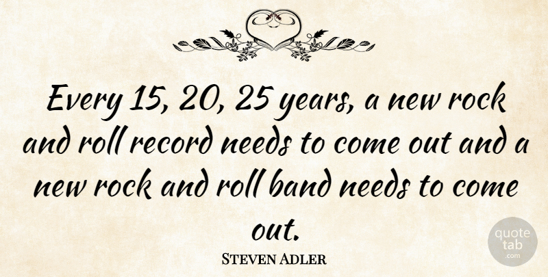 Steven Adler Quote About Years, Rock And Roll, Rocks: Every 15 20 25 Years...
