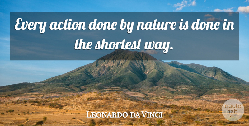 Leonardo da Vinci Quote About Nature, Done, Way: Every Action Done By Nature...
