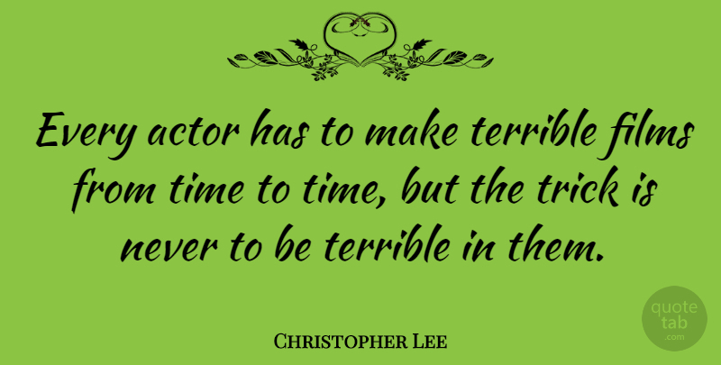 Christopher Lee Quote About Inspirational, Actors, Film: Every Actor Has To Make...