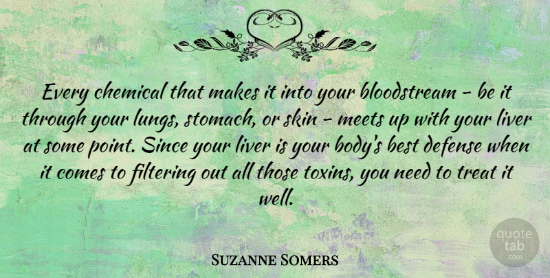 Suzanne Somers Quote About Best, Chemical, Defense, Filtering, Liver: Every Chemical That Makes It...
