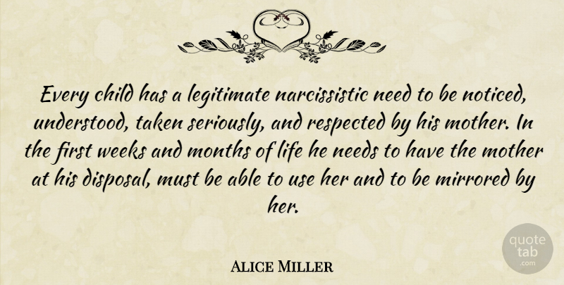Alice Miller Quote About Mother, Children, Taken: Every Child Has A Legitimate...