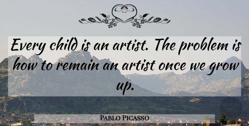 Pablo Picasso Quote About Inspirational, Motivational, Leadership: Every Child Is An Artist...