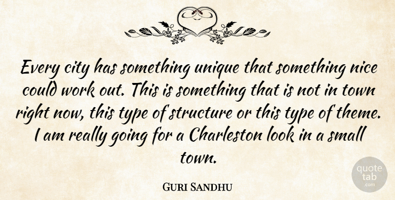 Guri Sandhu Quote About Charleston, City, Nice, Small, Structure: Every City Has Something Unique...