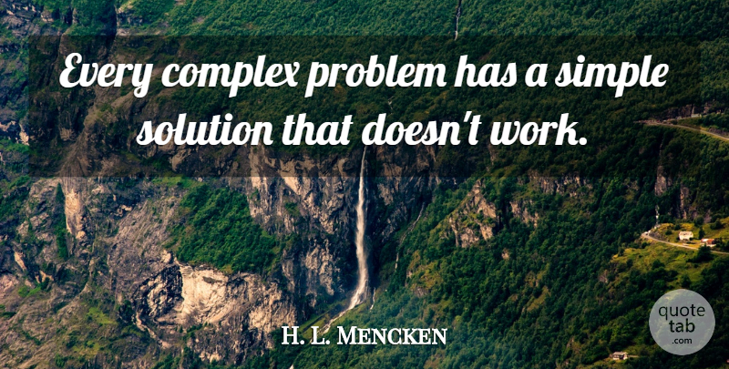 H. L. Mencken Quote About Simple, Problem, Solutions: Every Complex Problem Has A...