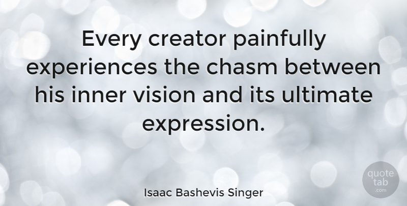 Isaac Bashevis Singer Quote About Writing, Expression, Vision: Every Creator Painfully Experiences The...