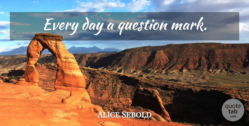 Alice Sebold Quote About Mark, Question Mark: Every Day A Question Mark...