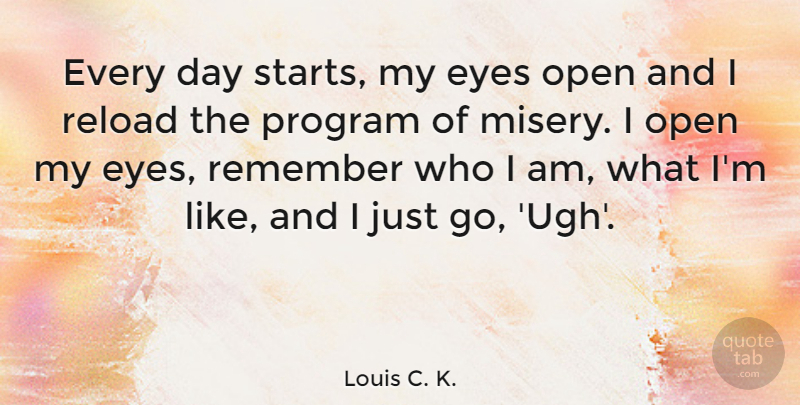 Louis C. K. Quote About Funny, Eye, Who I Am: Every Day Starts My Eyes...