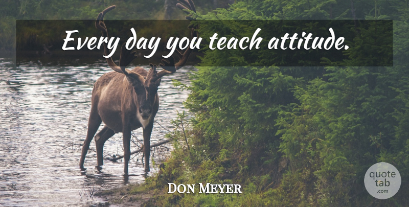 Don Meyer Quote About Basketball, Attitude, Coaching: Every Day You Teach Attitude...