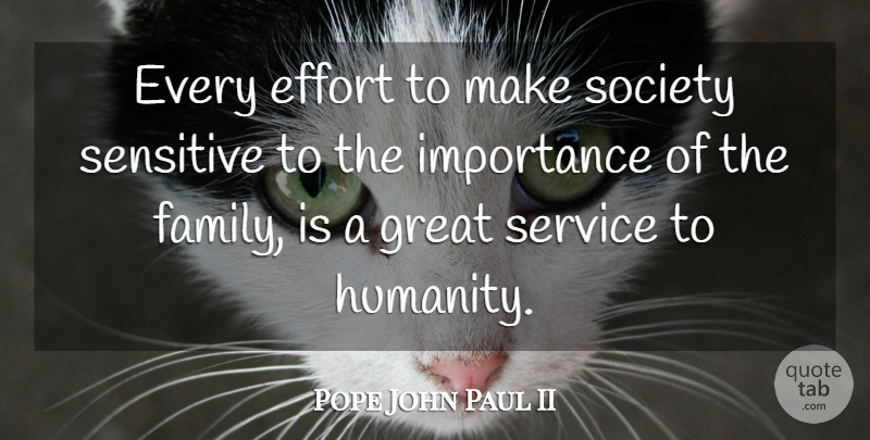 Pope John Paul II Quote About Effort, Humanity, Serving Others: Every Effort To Make Society...