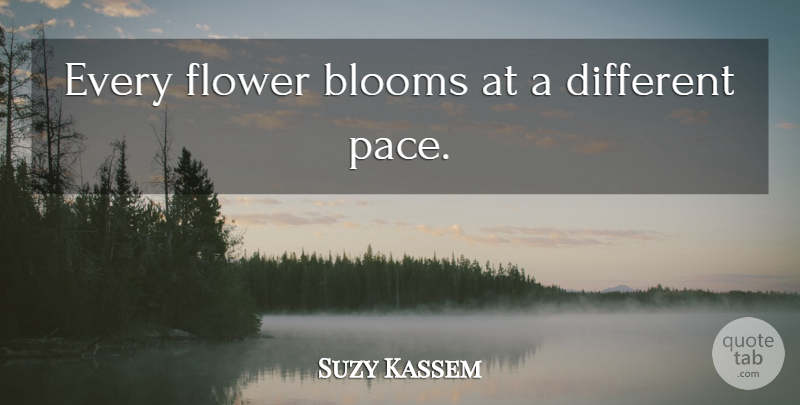 Suzy Kassem Quote About Flower, Pace, Different: Every Flower Blooms At A...