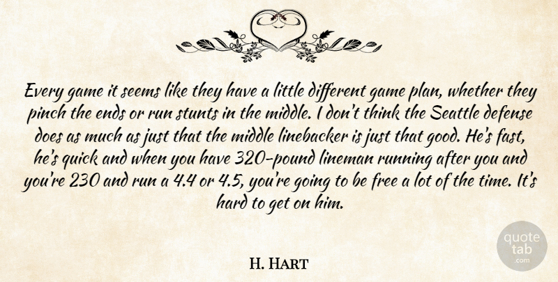 H. Hart Quote About Defense, Ends, Free, Game, Hard: Every Game It Seems Like...