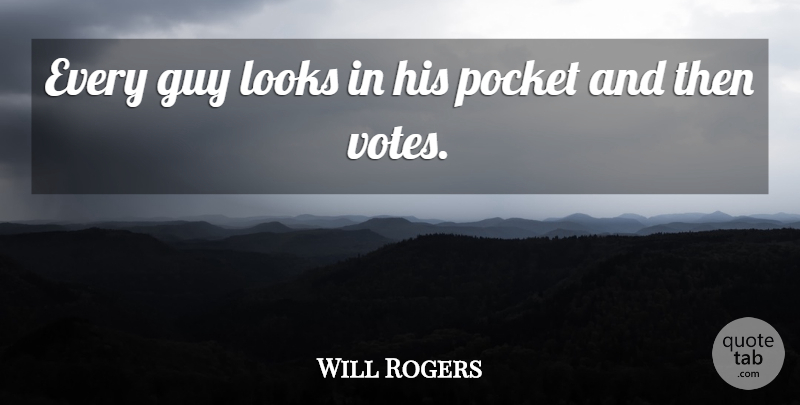 Will Rogers Quote About Guy, Pockets, Looks: Every Guy Looks In His...