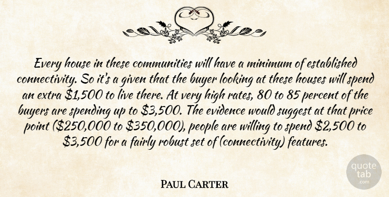 Paul Carter Quote About Buyer, Buyers, Evidence, Extra, Fairly: Every House In These Communities...