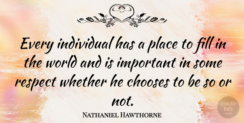 Nathaniel Hawthorne Quote About Self Esteem, Greatness, Destiny: Every Individual Has A Place...