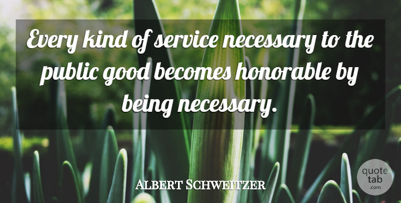 Albert Schweitzer Quote About Carpe Diem, Kind, Public Service: Every Kind Of Service Necessary...