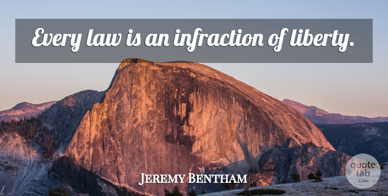 Jeremy Bentham Quote About Law, Liberty: Every Law Is An Infraction...