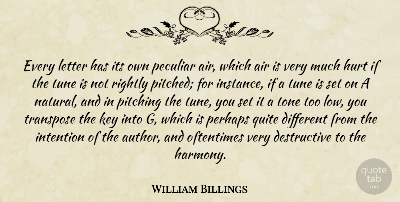 William Billings Quote About Air, Hurt, Intention, Key, Letter: Every Letter Has Its Own...
