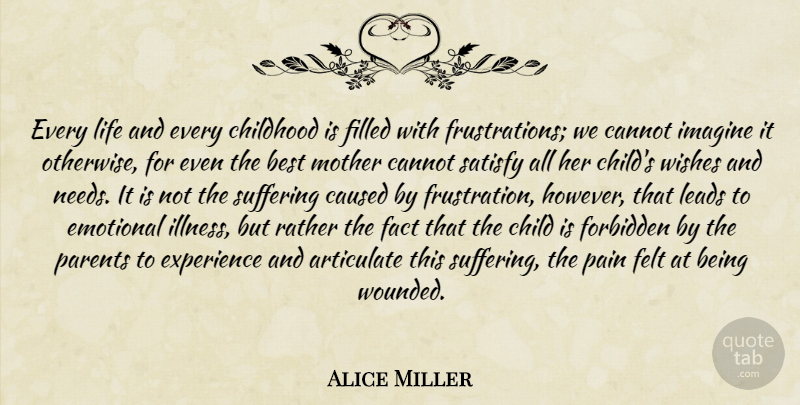 Alice Miller Quote About Mother, Pain, Children: Every Life And Every Childhood...
