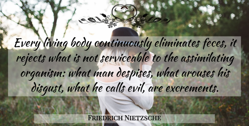 Friedrich Nietzsche Quote About Men, Evil, Body: Every Living Body Continuously Eliminates...
