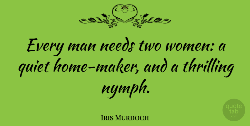 Iris Murdoch Quote About Women, Home, Two: Every Man Needs Two Women...