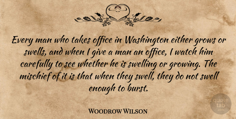 Woodrow Wilson Quote About Men, Office, Giving: Every Man Who Takes Office...