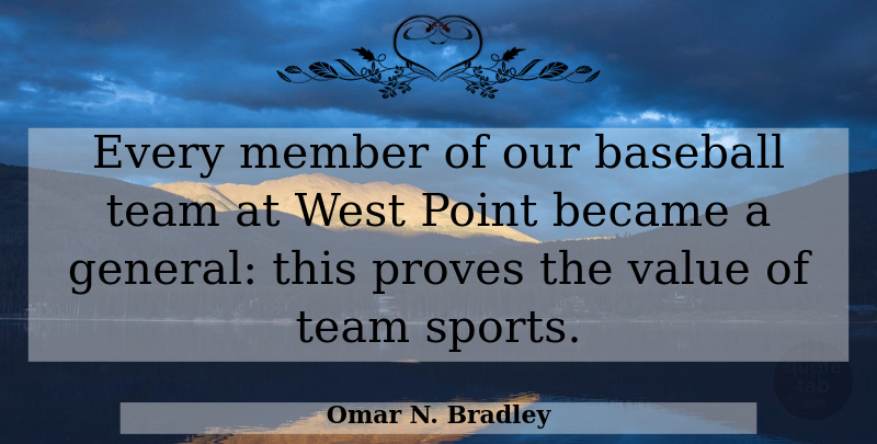 Omar N. Bradley Quote About Sports, Baseball, Team: Every Member Of Our Baseball...
