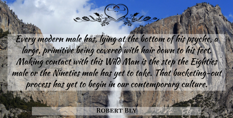 Robert Bly Quote About Lying, Men, Hair: Every Modern Male Has Lying...