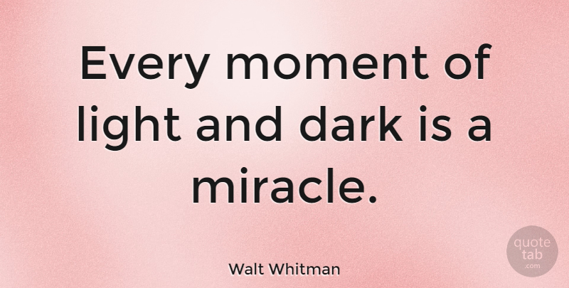 Walt Whitman Quote About Inspirational, Life, Dark: Every Moment Of Light And...