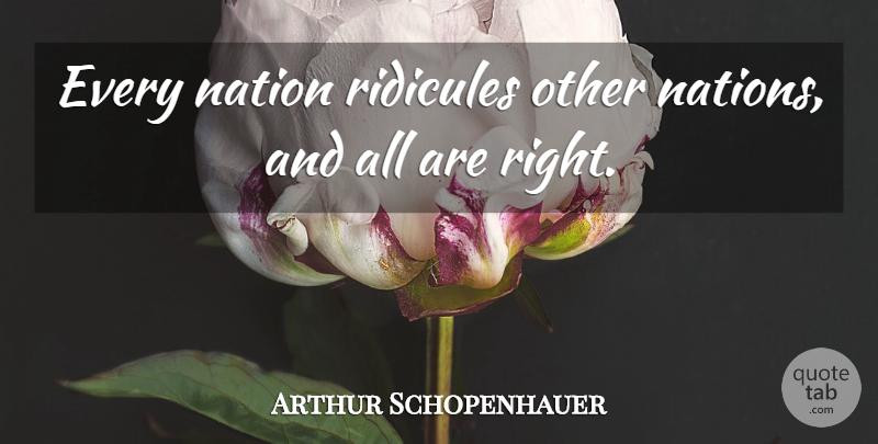 Arthur Schopenhauer Quote About Philosophical, Liberty, Libertarian: Every Nation Ridicules Other Nations...