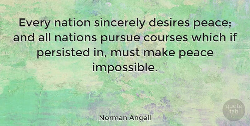 Norman Angell Quote About Desire, Impossible, Making Peace: Every Nation Sincerely Desires Peace...
