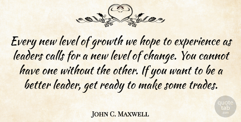 John C. Maxwell Quote About Change, Leader, Growth: Every New Level Of Growth...