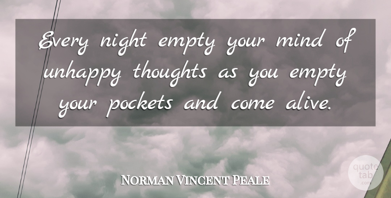 Norman Vincent Peale Quote About Night, Worry, Mind: Every Night Empty Your Mind...