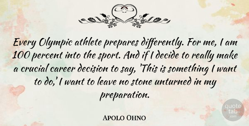 Apolo Ohno Quote About Sports, Athlete, Careers: Every Olympic Athlete Prepares Differently...