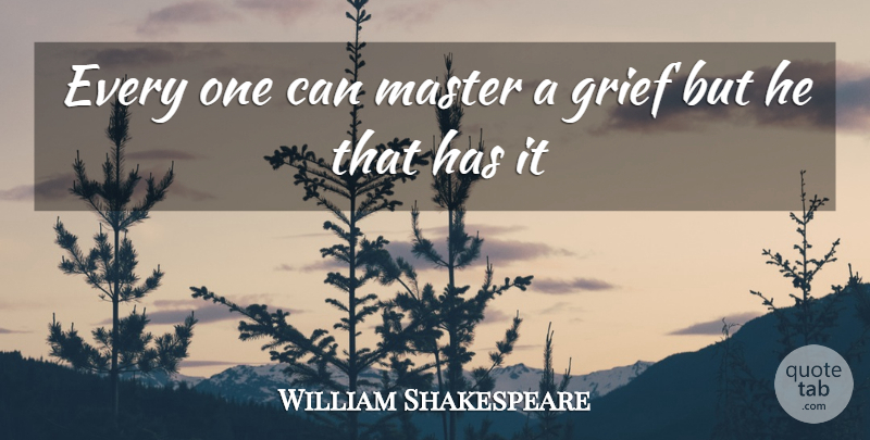 William Shakespeare Quote About Grief, Master: Every One Can Master A...