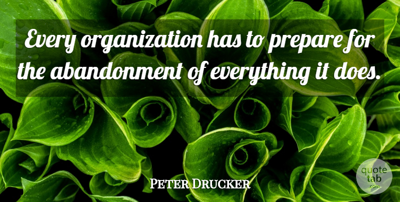 Peter Drucker Quote About Business, Organization, Doe: Every Organization Has To Prepare...