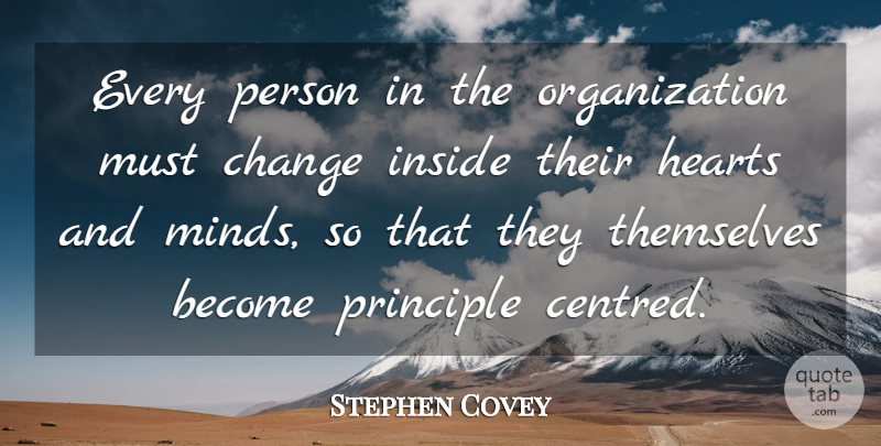 Stephen Covey Quote About Heart, Organization, Mind: Every Person In The Organization...