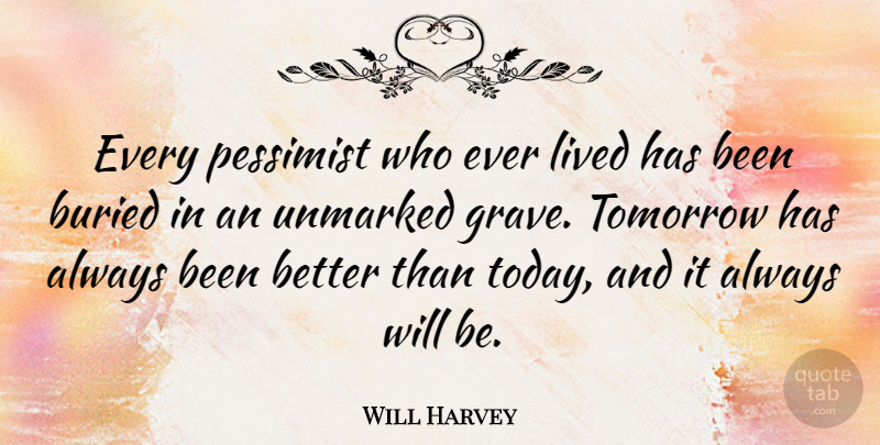 Will Harvey Quote About Today, Tomorrow, Pessimist: Every Pessimist Who Ever Lived...