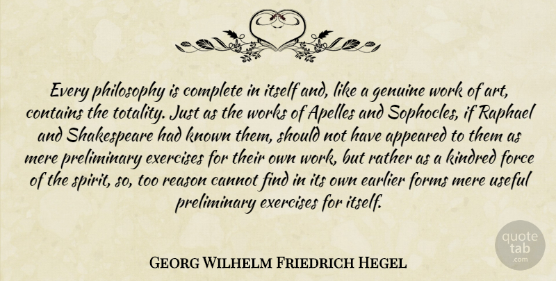 Georg Wilhelm Friedrich Hegel Quote About Art, Philosophy, Exercise: Every Philosophy Is Complete In...