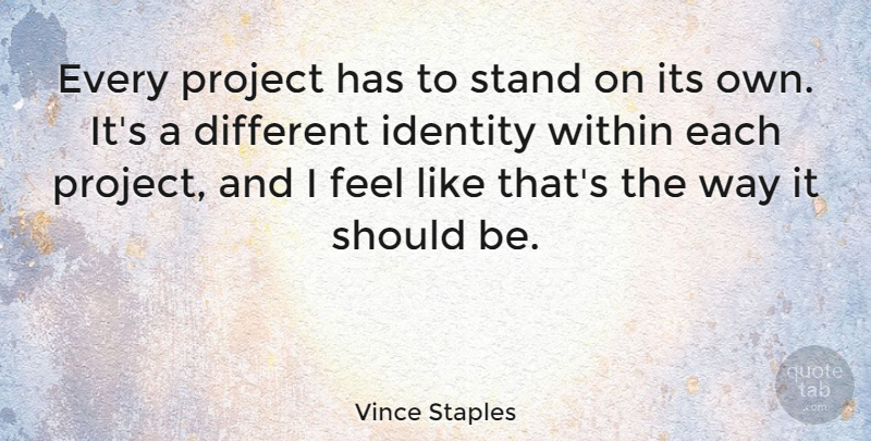Vince Staples Quote About Project: Every Project Has To Stand...