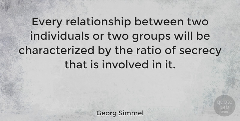 Georg Simmel Quote About Relationship, Two, Ratios: Every Relationship Between Two Individuals...
