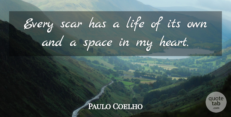 Paulo Coelho Quote About Heart, Space, Scar: Every Scar Has A Life...