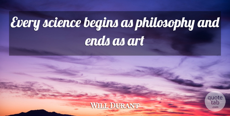 Will Durant Quote About Art, Begins, Ends, Philosophy, Science: Every Science Begins As Philosophy...