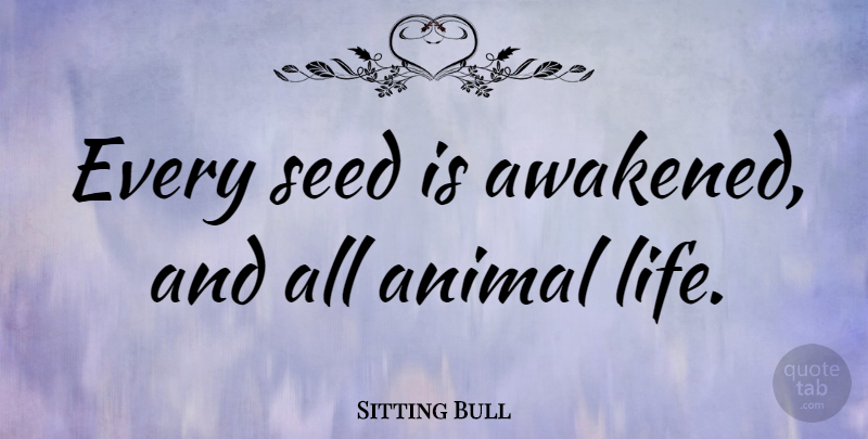 Sitting Bull Quote About Animal, Totems, Awakened: Every Seed Is Awakened And...