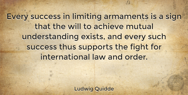 Ludwig Quidde Quote About Fighting, Order, Law: Every Success In Limiting Armaments...